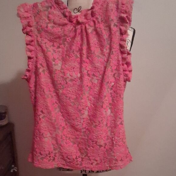 Anthropologie Dolan East Coast Colmì Pink Lace Ruffle Sleeveless Blouse Medium - Picture 3 of 8